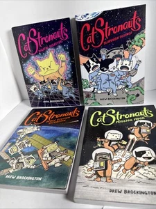 Lot of 4 CatStronauts Graphic Novels by Drew Brockington Books 1 3 5 6 VGC - Picture 1 of 10
