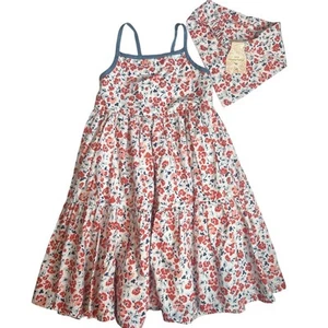Tommy Bahama Dress Girls 8 Floral Red White Sleeveless Set Headband Coquette - Picture 1 of 14
