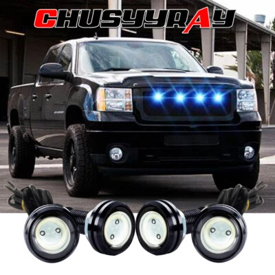 Kit universal de 4 luces LED de rejilla azul para camioneta Nissan carrocería rígida D21 NX XT Foto 1 de 4