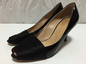 Giuseppe Zanotti Design Black Satin Patent Leather Heels 36 US 5.5 Open Toe 1322 - Picture 1 of 7
