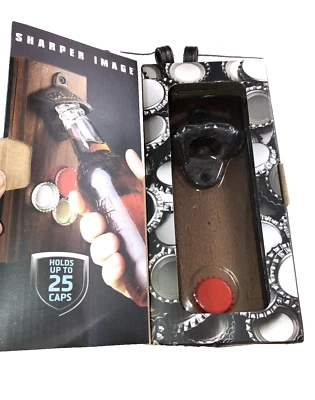 Sharper Image Cap Catching Magnetic Bottle Opener Man Cave Bar Wall Mount NEW - Image 1 of 4