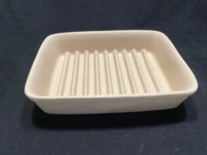 Pampered Chef Small Ridged Baker Natural Stoneware ~ 9 x 6.75 x 1.75 #5142 - Picture 1 of 2