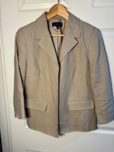 Talbots Size 10 Tan Jacket Irish Linen Open Blazer Lined 3/4 Sleeve Womens lined - Picture 1 of 7