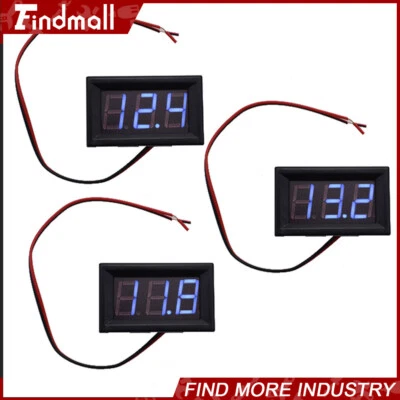 FINDMALL 3× DC 4.5-30V Blue LED 3Digital Display Voltage Meter Voltmeter Panel Motorcycle