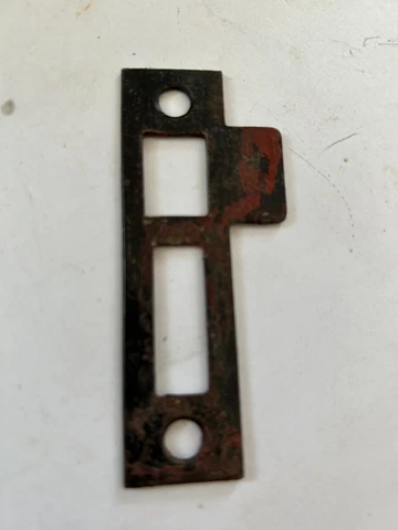VINTAGE ARTS CRAFT DECO STEEL DOOR JAMB MORTISE LOCK 3 7/16" STRIKE PLATE CATCH Cover