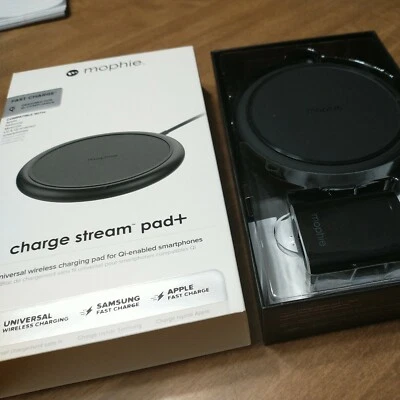 Mophie Charge Stream Pad Plus+10W Wireless Charging Pad for iPhone/Android Black - Image 1 of 4