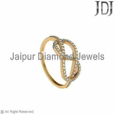 Natural Diamond 14K Solid Yellow Gold Ring Stackable Celtic Knot Jewelry Ring - Image 1 of 3