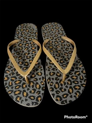 Chanclas de tanga para mujer talla 9/10 sin marca con estampado de leopardo correa brillante Foto 1 de 4