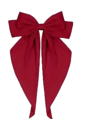 Red Satin Stylish Bow with Big Ribbon Hair Clip All Hair Types Non Slip - Image 1 of 4