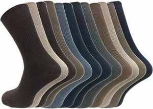 12 Pairs Mens Non Elastic Cotton Gentle Grip Diabetic Socks Size 6-11 11-14 - Picture 1 of 12