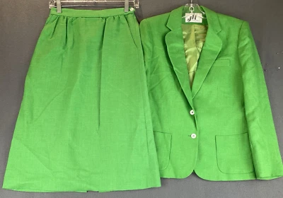 VTG JH Collectibles Skirt Suit Sz 8/10 Green Lined Midi Pockets Size Zip EUC - Image 1 of 4