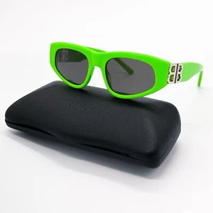 NEW BALENCIAGA BB0095S 009 OVAL GREEN GREY WOMEN SUNGLASSES BALENCIAGA - Picture 1 of 11
