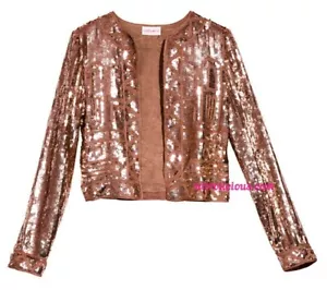 H&M RARE COPPER SEQUIN CROPPED JACKET UK 8 EU 34 US 4 SMALL BNWT FESTIVAL PARTY - Picture 1 of 12
