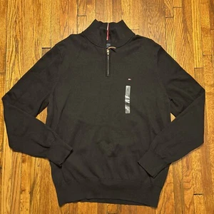 Neu ohne Etikett Tommy Hilfiger Viertelreißverschluss Größe Large schwarz 100 % Baumwolle - Bild 1 von 9