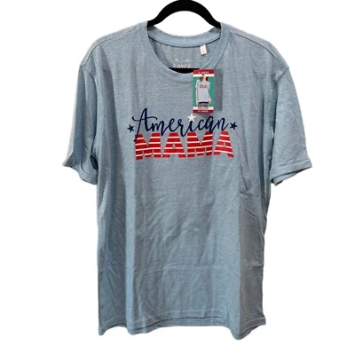 Royce Brand Size XL Womens Chambray Blue “American Mama” Graphic T-Shirt NWT - Image 1 of 4