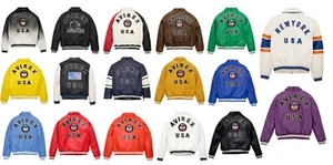 Men's New Avirex Real Leather Bomber American Flight Jacket Leather Icon Jacket - Picture 1 of 36