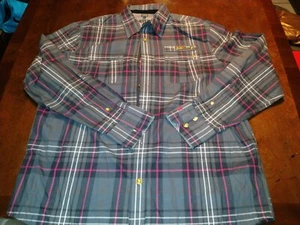 CAVI Mens Plaid Long Sleeve Button Up Dress Shirt XL Casual Gold Buttons Gray - Picture 1 of 8