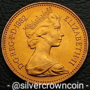 UK Great Britain FIRST YEAR 1 Penny 1982. KM#927. BU Bronze One Cent coin. - Picture 1 of 7