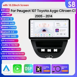 8+128GB Android 13 Für Autoradio Für Toyota Aygo Peugeot 107 Citroen C1 GPS Navi - Bild 1 von 24
