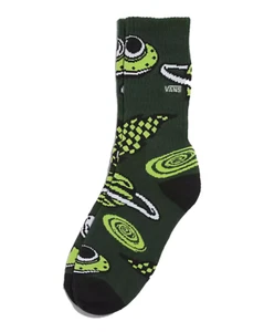 Vans Boys Green Crew Cotton Off The Wall Out Of This Universe Logo Socks Sz 1-6 - Picture 1 of 3