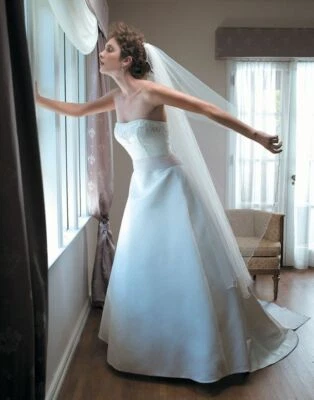 NWT Casablanca Ivory with Pastel detachable ties Wedding Bridal Dress Gown Sz 10 - Image 1 of 4