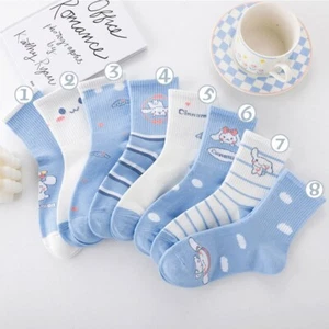 Cute 8 Pairs Cinnamoroll Girls Kids and Toddlers' Cotton Crew Socks - Picture 1 of 5