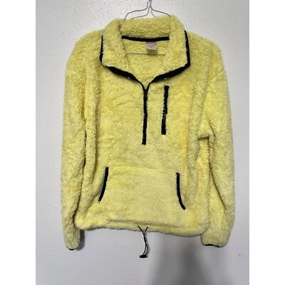 Pullover polar No Boundaries amarillo con bolsillo canguro negro mujer M Foto 1 de 4