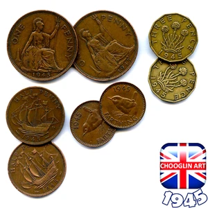Collection of BRITISH 1945 GEORGE VI coins, 80 Years Old! - Picture 1 of 2