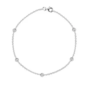 Sterling Silber Mini 3 mm Zirkonia CZ Meterware Bahnhof Fußkettchen Fußkettchen - Bild 1 von 5