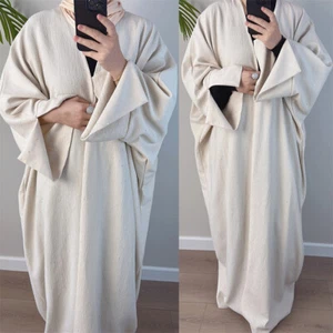 Muslim Women Open Kimono Abaya Cardigan Maxi Dress Dubai Arab Robe Dress Gown - Picture 1 of 22
