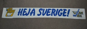 Vtg 1981 IIHF WORLD Ice HOCKEY Championship Sweden Banner Scarf - Picture 1 of 5