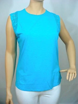 LAUREN RALPH LAUREN RALPH LAUREN NEW COTTON TOP 2X PLUS TURQUOISE SLEEVELESS CASUAL (01)