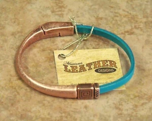 Montana Leather Copper Plated Square Coil Bracelet - Picture 1 of 2