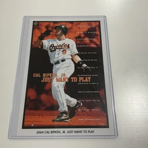 Vintage CAL RIPKEN JR. BALTIMORE ORIOLES COSTACOS 4X6" PROMO POSTER KARTE "Spielen" - Bild 1 von 4