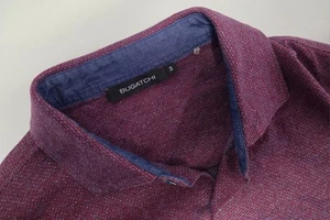 Bugatchi Mens Size M 100% Mercerized Cotton Red Long Sleeve Button Up Shirt - Picture 1 of 12