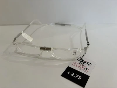 New Clic Magnetic +2.75 Reading Glasses Unisex Original Expandable M-XL  Clear - Image 1 of 4