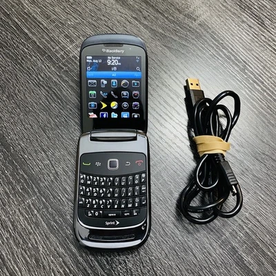 BlackBerry Style 9670 Flip Phone (Sprint) Black & Grey Chrg Cord & Battery - Image 1 of 4