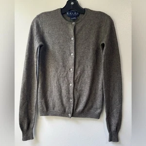 Vintage Ralph By Ralph Lauren Gray Silk Cashmere Sweater Cardigan Sz S - Picture 1 of 9
