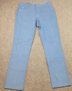 Pantalone Holderness & Bourne uomo 32x32 blu velluto a coste su misura golf performance - Foto 1 di 16