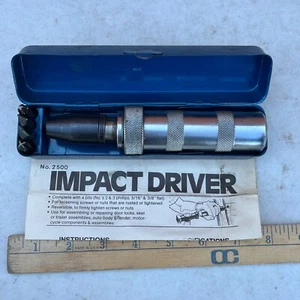 Vintage 3/8" Impact Driver 2500 With Blue Metal Case & 4 Bits - NICE - Picture 1 of 6