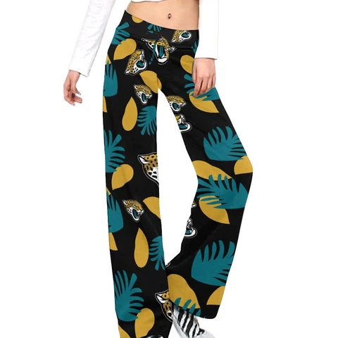 Jacksonville Jaguars Women's Straight Lace Up Yoga Pants Casual Printed Pants Cover