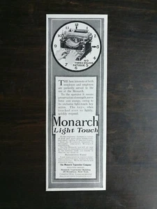 Vintage 1911 Monarch Light Touch Typewriter Original Ad - Picture 1 of 1