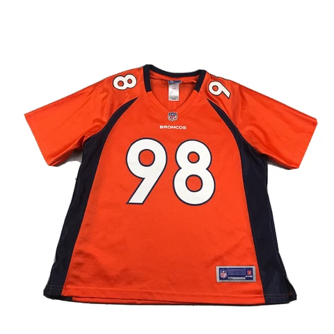 Denver Broncos Jersey Mens Medium Orange #98 Knighton V Neck NFL Football Shirt Cover