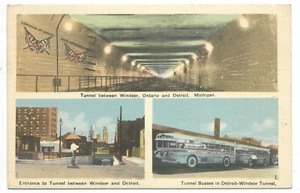 Windsor Ontario Postal Detroit Tunnel Buses Frontera Blanca Circa 1948 Pub. PECO - Imagen 1 de 2