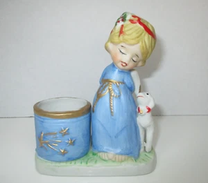  Vintage Jasco 1978 Christmas Luvkins Angel with Lamb Figurine Candle Holder - Picture 1 of 9