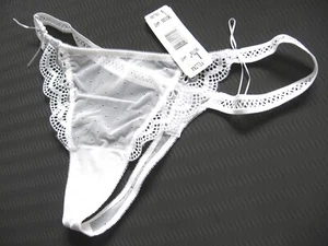 A258T Felina NEW 90100 Bridal White Sheer Mesh Embroidered Eyelet Lace Thong S L - Picture 1 of 9