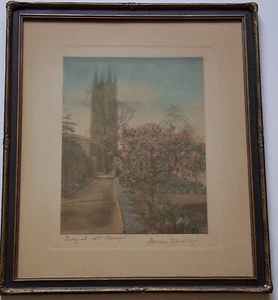 MAY AT ST. MARY'S Wallace Nutting Hand-Tinted Photograph TAUNTON, ENGLAND, 1910s - Picture 1 of 8