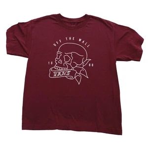 Vans Off The Wall Skull T-Shirt Youth Large Logo Front Dark Burgundy T-shirt - Picture 1 of 5