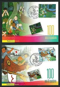 Scouts / Scautismo 2007 : n.2 cartoline Ufficiali Poste Italiane per i 100 anni - Picture 1 of 1
