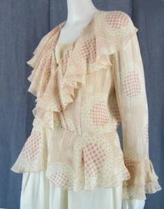 Sheer Silk Chiffon Ruffled Top Blouse Set Bill Hamilton Saks Fifth Ave  M t48 - Picture 1 of 11